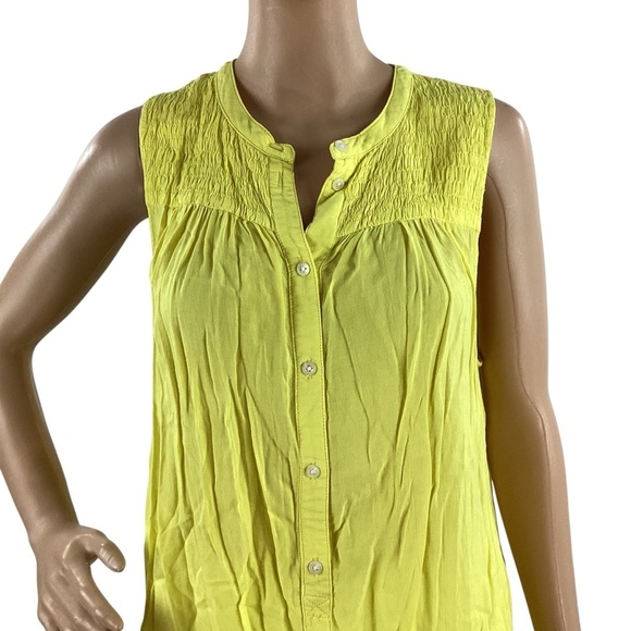 Holding Horses Anthropologie Yellow Sleeveless Button Front Tunic Top M Rayon - Picture 2 of 7